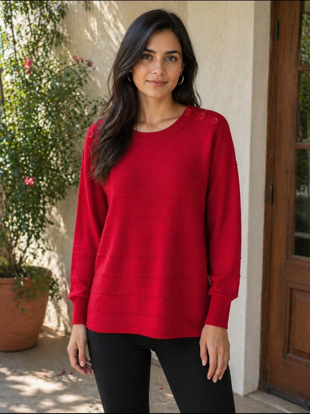 Liz Claiborne Hot Pink Crewneck Knit Sweater